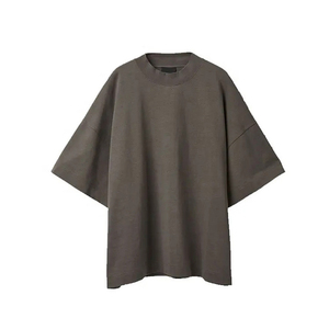 Men Oversized Short Sleeve T-Shirt Solid Color O-Neck Casual Loose Fit 100% Cotton Jersey Knitted Fabric Drop Shoulder Design - Product Image 2