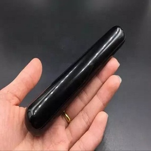 Wholesale natural gemstone <b>Crystal</b> black Obsidian <b>wand</b> both side rounded healing <b>crystal</b> Black obsidian <b>wand</b> stone - Product Image 2
