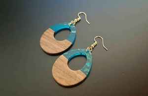 Pendientes de Resina Vintage con Gancho Francés, Diseño de Ángel, Joyería de Resina y Madera, Colgantes Artesanales de Resina - Product Image 2