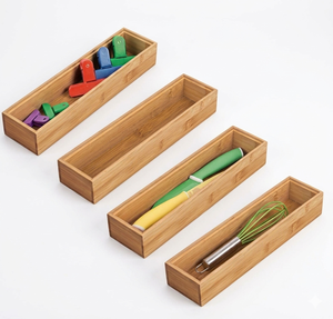 Large Capacity Bamboo <b>Drawer</b> Organizer Kitchen <b>Storage</b> Tray for Utensils Cutlery Gadgets and Household Items - Product Image 4