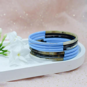 Luxury Premium Bridal Jewelry Wholesale Bulk Blue Black Ox Horn Bangles Set Polished Buffalo Horn Bangle Cuff for Women By FWE - Product Image 4