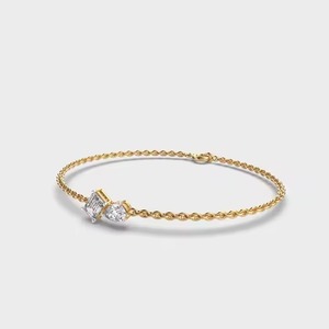 Customized Round Shape Moissanite Diamond Bracelet Bezel Setting 18K Yellow Gold Diamond Bracelet for Both <b>Men</b> and Women - Product Image 4