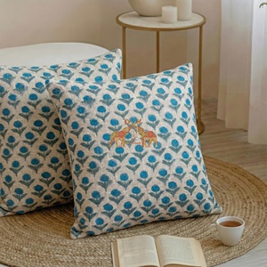 New Arrival Hand Block Cotton Floral Printed Cushion Cover For Couch and sofa Home Use - Product Image 3