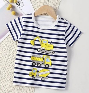 T-shirt à manches courtes pour garçons, col rond, 100% coton, décontracté, été - Product Image 3