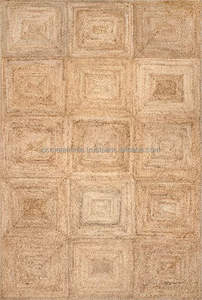 Jute tressé fleur marguerite ronde cousue à la main tapis rond décoratif salon décor à la maison tapis conception plat tissage tapis - Product Image 2