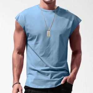 Débardeur Homme Personnalisé OEM Col Rond Sans Manches Décontracté Uni pour l'Été – Idéal Sport, Gym et Style Hippie – Vente en Gros - Product Image 6