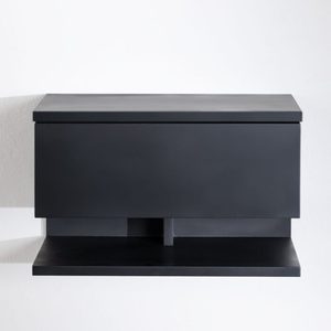 Black Solid Wood Modern Nordic <b>Wall</b> Mounted <b>Floating</b> Nightstand Bedside Table End Table with Storage <b>Shelf</b> for Apartment Bedroom - Product Image 2