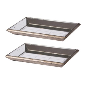 Rectangular <b>Mirrored</b> Storage Tray With Metal Frame Modern Design For <b>Tabletop</b> Use 2 Pack - Product Image 1