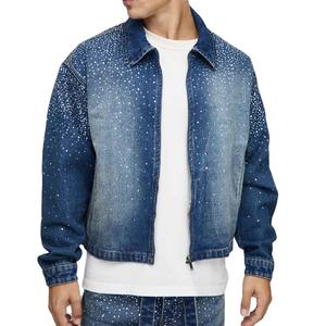 Chaqueta Vaquera de Mezclilla con Pedrería, Estilo Vaquero Occidental para Hombre, Decoración Brillante con Pedrería, Tela de Alta Calidad, Corte Tradicional - Product Image 1