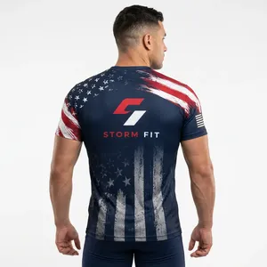 Camiseta Deportiva Personalizada para Hombre, Manga Corta, Sublimada, Transpirable, Anti-UV, Secado Rápido, Cuello Redondo, 100% Poliéster, Holgada - Product Image 3