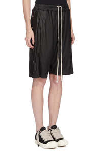 Best Quality Pakistan Made Women Shiny Texture Black Satin <b>Drawstring</b> Shorts Cotton Loose Fit Fashionable Casual & Streetwear - Product Image 3