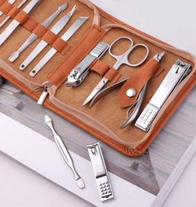 Kits de Manicura y Pedicura de Acero Inoxidable, Tijeras para Cutículas, Cortaúñas, Empujador de Cutículas y Herramientas de Belleza, 12 Piezas - Product Image 3