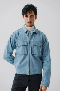 Wholesale 2026 <b>Custom</b> Men's <b>Denim</b> <b>Jacket</b> Fashionable Waterproof Winter <b>Jacket</b> with Warm Zipper OEM Service Available - Product Image 5