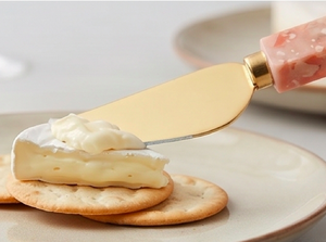 <b>Cheese</b> <b>Knife</b> <b>Set</b> With Pink Marble Resin Handle Gold Metal Blades Durable Dishwasher Safe For Kitchen Use And Hotel Use - Product Image 4