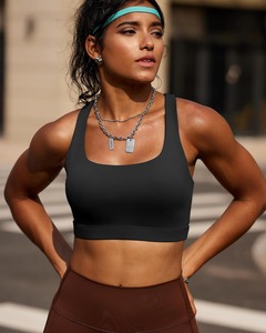 สปอร์ตบราแบบกระชับทรงสวยสำหรับผู้หญิง บราออกกำลังกายแบบ Racerback สายรัดกว้าง รองรับการวิ่ง ฟิตเนส โยคะ รับผลิตแบรนด์ส่วนตัว - Product Image 5