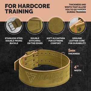 เข็มขัดหนังวัวแบบปรับแต่งได้หัวเข็มขัดง่ามแบบสองง่ามสำหรับยกน้ำหนัก - Product Image 2