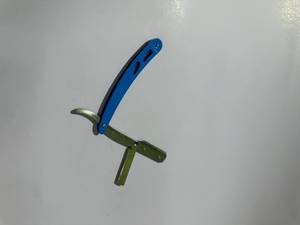 Maquinilla de Afeitar de Acero Inoxidable con Mango de Acero Azul, de Una Sola Hoja, para Uso Facial Masculino, No Desechable - Product Image 1
