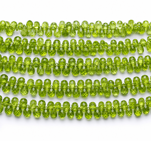 Cuentas de Peridoto Natural Facetadas en Forma de Pera, Cuentas de Peridoto Verde en Forma de Lágrima para la Fabricación de Joyas, Cuentas Sueltas - Product Image 1