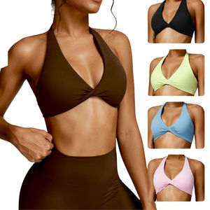 Wholesale Breathable <b>Tight</b> Deep V Sports Bra Premium High Quality Supportive Comfortable Stretchable Seamless Durable Bra - Product Image 6