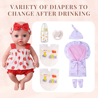 Poupée Bébé en Silicone Corps Entier Babeside Dolly 12 Pouces, Fille, Fonction Boire et Mouiller, Tenue Fraise Réaliste