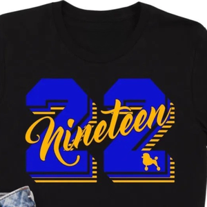 T-shirt personnalisé à grands chiffres 1922 pour femme, noir, imprimé graphique, manches courtes, col rond, en coton, décontracté, mode, pour sororité - Product Image 3