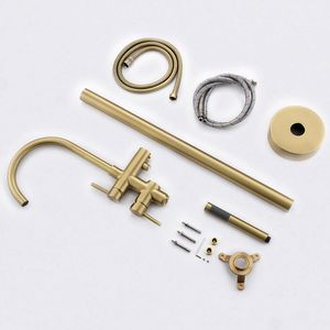 Rubinetto Monocomando per Vasca da Bagno Freestanding e Doccetta a Mano, Montaggio a Pavimento (Oro Spazzolato) - Product Image 1