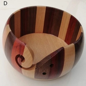 Wooden Yarn <b>Bowl</b> Round Simple Design Multicolor Hand <b>Knitting</b> Crochet Holder with Cutout Feature - Product Image 4