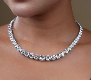 Lab Grown Diamond Graduated Tennis <b>Necklace</b> Featuring VVS2 Certified Diamonds in 14K 18K <b>Solid</b> Gold Elegant Jewelry for Women - Product Image 3