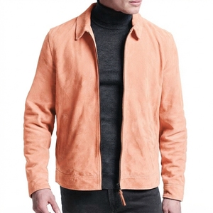 Mens Brown Full Zip Suede Style <b>Jacket</b> Casual Long Sleeve Outerwear <b>Jacket</b> for Everyday and Outdoor Wear - Product Image 1