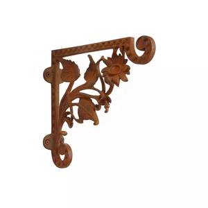 Intricate Wooden <b>Shelf</b> Bracket with Floral Design for Elegant Wall Support and Home Decor Enhancement - Product Image 1