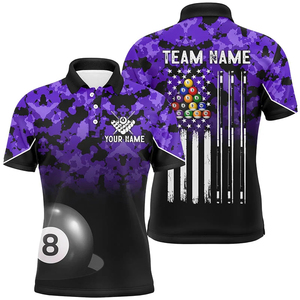 Chemise de billard personnalisée à impression par transfert thermique, à manches courtes, col rabattu, unisexe, adulte, pour évacuer l'humidité - Product Image 1