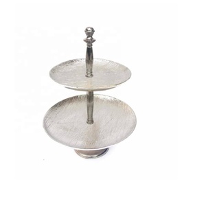 Soporte de pastel de aluminio de hoja martillada de 2 niveles, exhibición de frutas de Metal, soportes de torre para cupcakes, herramientas de exhibición de postres para India - Product Image 4