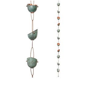 Chaîne de pluie moderne en métal pour système de drainage de toiture, élégante décoration extérieure de jardin, fonction de débit d'eau, durable - Product Image 1