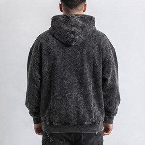 Sweat-shirt à capuche pour homme en molleton épais 100% coton, coupe oversize, délavé à l'acide, couleur unie, style vintage streetwear, mode décontractée - Product Image 5