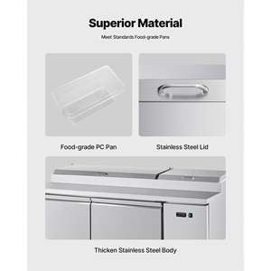 Refrigerador Comercial de 67 Pulgadas para Cocina, 20.3 Pies Cúbicos, Puerta Única, Mesa de Preparación de Pizza, 9 Bandejas, Encimera Ultra Ancha de 20 Pulgadas para Preparación de Alimentos - Product Image 4