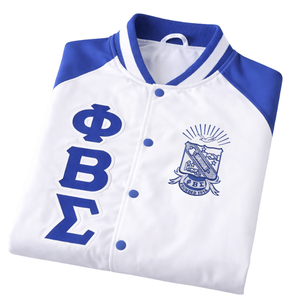 Chaqueta Bomber Blanca de Satén Phi Beta Sigma, Ropa de Fraternidad Griega con Diseño Clásico, Comodidad Premium y Ajuste Elegante - Product Image 6