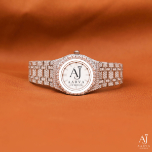 AARVA JEWELS นาฬิกาข้อมือผู้หญิงสุดหรู 30 มม. สแตนเลสสตีล ขอบเพชร อะนาล็อกควอตซ์ พร้อมหน้าปัดคริสตัลแซฟไฟร์ - Product Image 1