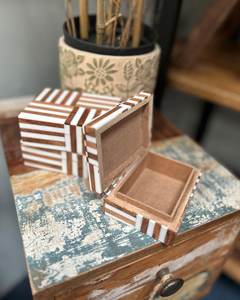 Handmade Wooden Box Set Rectangle Modern Inlay Design Tabletop Decoration Craft Gift - Product Image 4