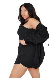 Ensemble de sport d'été pour femmes, haut court et short de sport taille haute, couleur unie, respirant, polyester/coton - Product Image 3