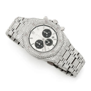 Montre de luxe de mode hip-hop, sertie de moissanite, en acier inoxydable, mouvement à quartz, édition limitée, avec cadran en verre pour hommes - Product Image 5