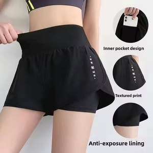 Shorts de Yoga para Mujer, Cintura Alta, Cierre con Cordón, Tela Oxford de Spandex/Algodón, Secado Rápido, Ecológicos, Impermeables, Anti-Transparencia - Product Image 3