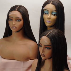 Perruque la plus vendue en cheveux humains, avec closure en dentelle au milieu, lisse comme des baguettes, cheveux naturels pour femmes, style doux, cheveux bruts, couleur du fournisseur - Product Image 1