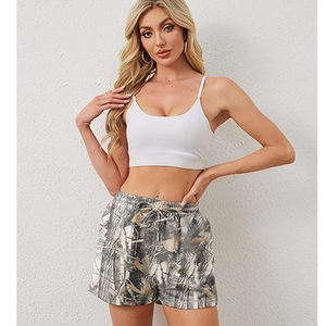 Shorts en jean croisés taille mi-haute pour homme, coupe droite extensible, ourlets bruts, motif tendance, en polyester coupe-vent, avec cordon de serrage, personnalisables - Product Image 3