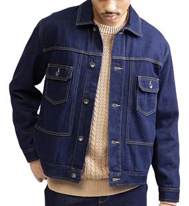 Veste en jean ample grande taille pour hommes, veste en jean décontractée de printemps et d'automne, vêtements d'extérieur ajustés de style camionneur classique - Product Image 1