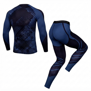 Ensemble de vêtements de sport pour hommes sur mesure, respirant, à séchage rapide, avec taille élastique, manches longues, pour l'entraînement en salle de sport - Product Image 2
