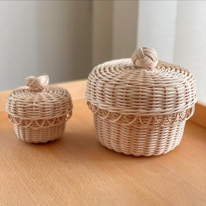 Hermosas cajas de almacenamiento de ratán, cajas con tapa tejidas a mano, organizador de accesorios para Navidad. - Product Image 5