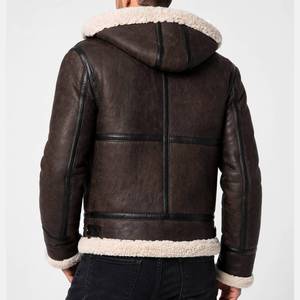 Chaqueta de Cuero para Hombre Estilo Bomber B-6 Marrón Vintage - Transpirable, con Cierre de Cremallera, Cuero Genuino - Chaqueta de Cuero Marrón - Product Image 4
