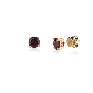 14K Gold Oval Cut Garnet Stud Earrings-January Birthstone Party Jewelry - Product Image 5
