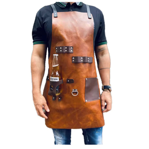 Overol de Trabajo Unisex de Cuero Genuino, Duradero, sin Costuras, con Detección de Agujas, Porta Botellas con Impresión y Múltiples Bolsillos - Product Image 1