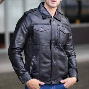 Chaqueta Negra Personalizada al por Mayor con Logotipo para Hombre, Chaquetas de Cuero para Hombre, Chaquetas de Alta Calidad para Invierno, Ropa Urbana de Cuero Vacuno - Product Image 3